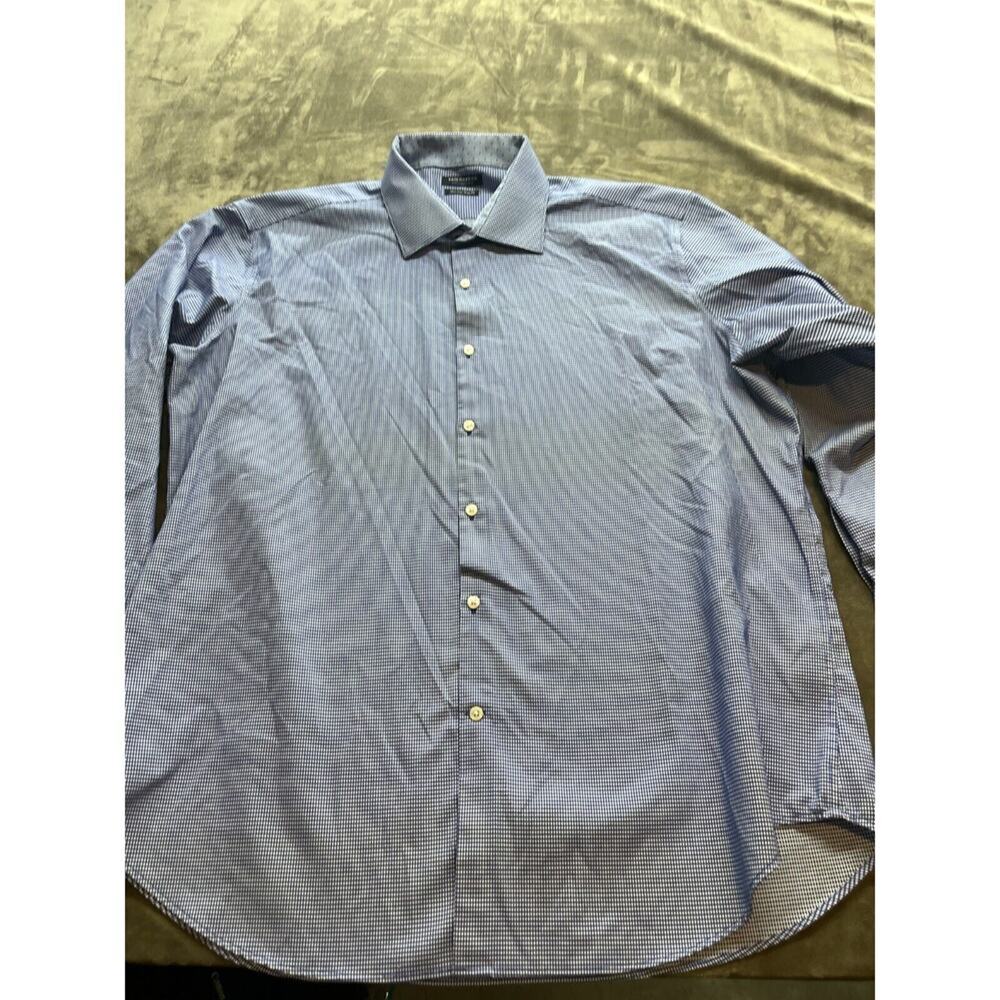 Taylorbird‎ Mens Button Up Shirt Blue Check Long Sleeve 18 1/2 34/35